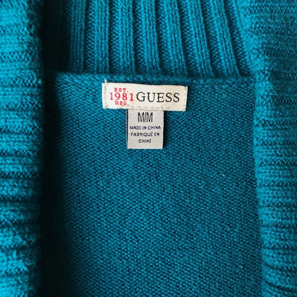 Guess Turquoise Long Sleeve Sweater Size M - Picture 4 of 13